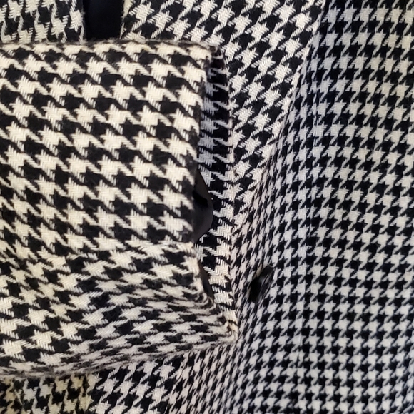 Medium Vintage 90's Black & Off-White Houndstooth Double Breasted Jacket Blazer - Picture 4 of 9